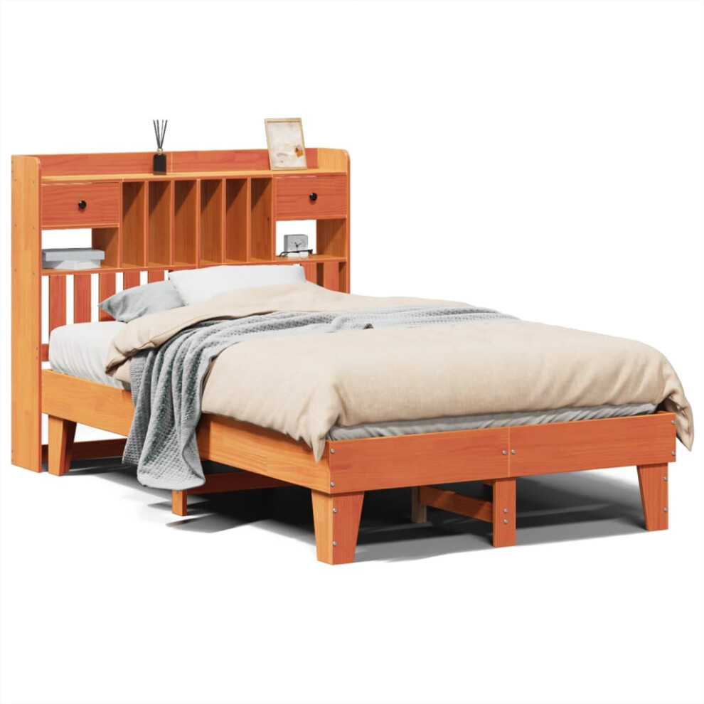 Vidaxl Bed Frame Without Mattress Bed Wax Brown 135X190 Cm Solid Wood Pine