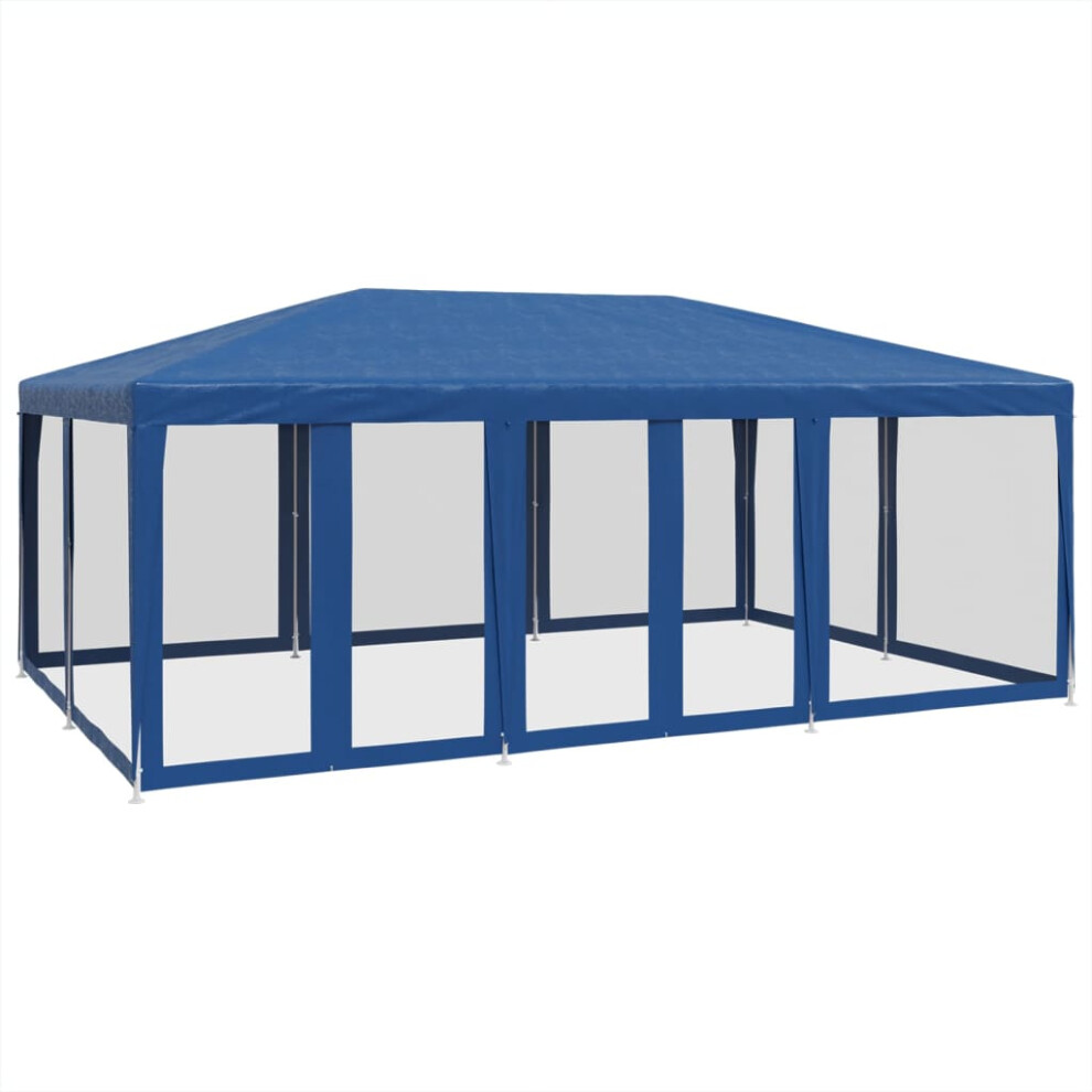 vidaXL Party Tent with 10 Mesh Sidewalls Party Gazebo Canopy Marquee Blue HDPE