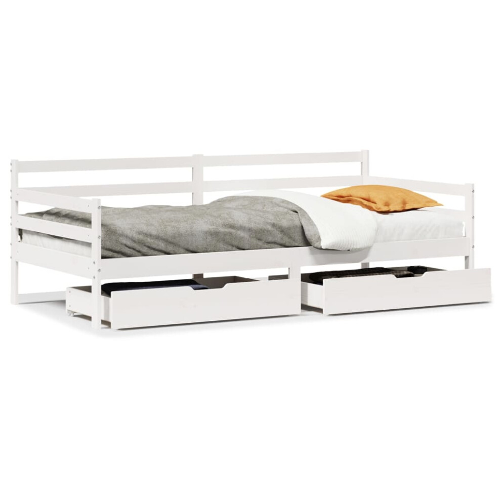 Vidaxl Daybed With Drawers Sofa Bed Guest Bed White 90X200 Cm Solid Wood Pine
