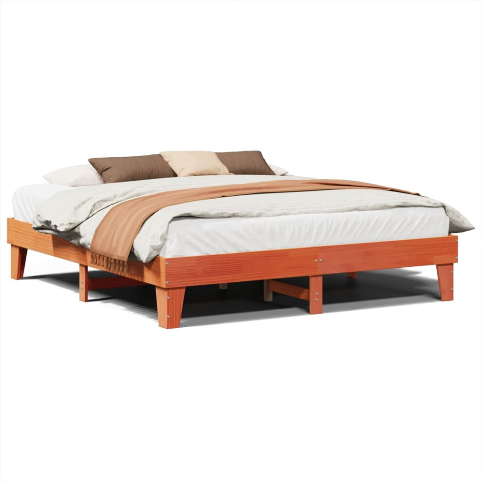 Vidaxl Bed Frame Without Mattress Bed Wax Brown 200X200 Cm Solid Wood Pine