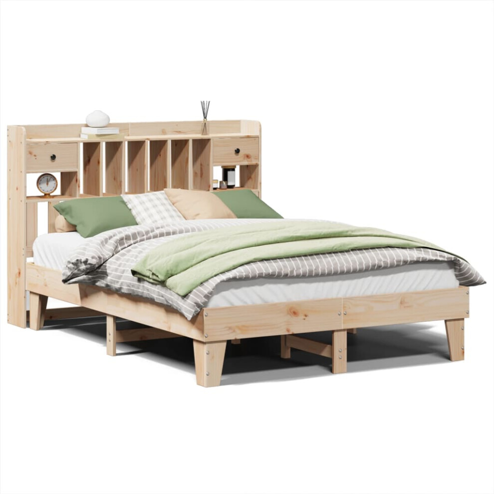 vidaXL Bed Frame without Mattress Home Bed Base 140x200 cm Solid Wood Pine