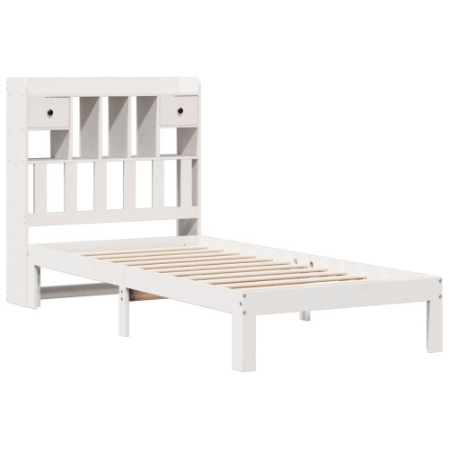 VidaXL vidaXL Bookcase Bed without Mattress Bed Base White 75x190cm Solid Wood Pine 2