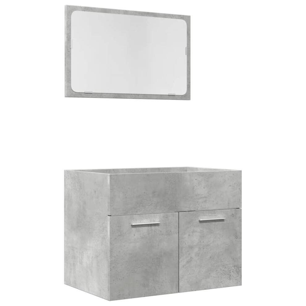 vidaXL Bathroom Furniture Set 2 Piece Cabinet Concrete Grey Engineered Wood