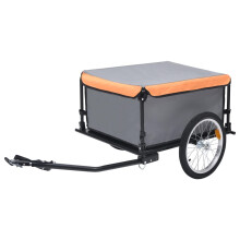 vidaXL Bike Trailer Cargo Bike Wagon Bicycle Trailer Grey and Orange 65 kg