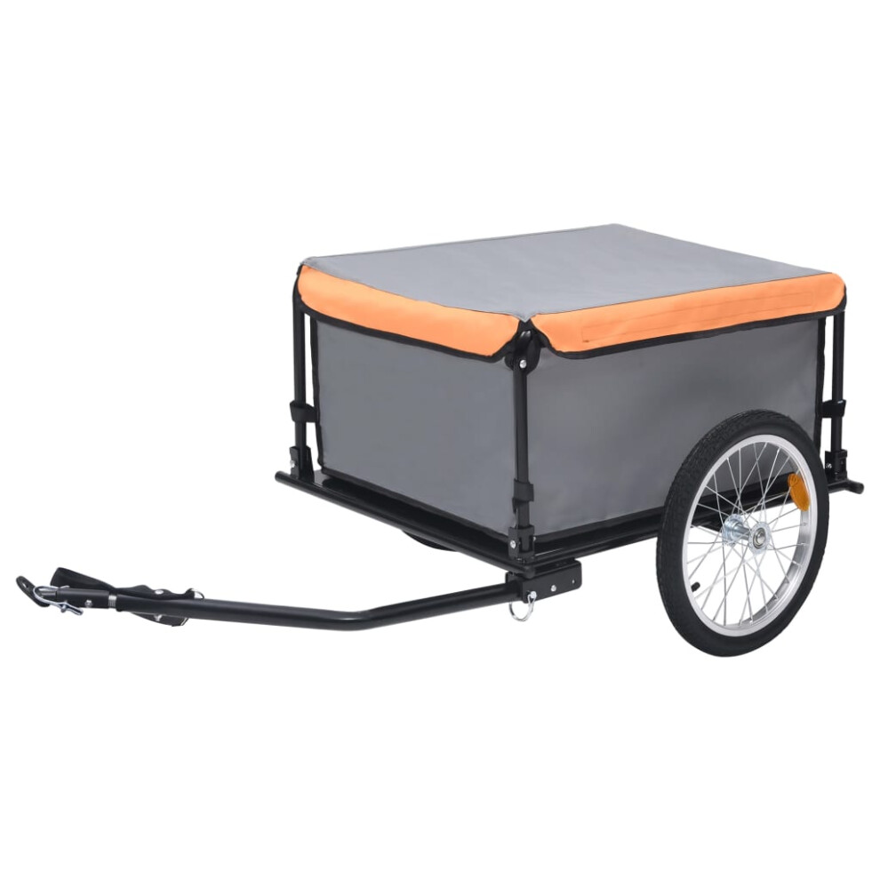 Vidaxl Bike Trailer Cargo Bike Wagon Bicycle Trailer And 65 Kg Grey/Orange