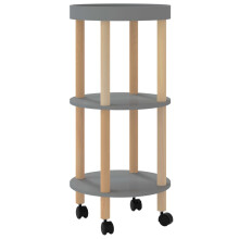 vidaXL Solid Wood Pine 3-tier Trolley Grey Engineered Wood Wooden Drink Cart