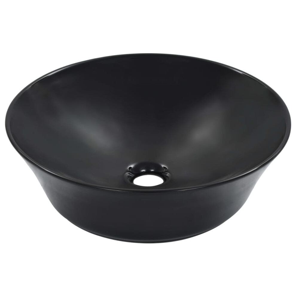 vidaXL Wash Basin 41x12.5cm Ceramic Black Bathroom Washroom Wash Bowl Sink