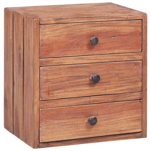 VidaXL vidaXL Bedside Cabinet with 3 Drawers Nightstand Bed Table Solid Mahogany Wood