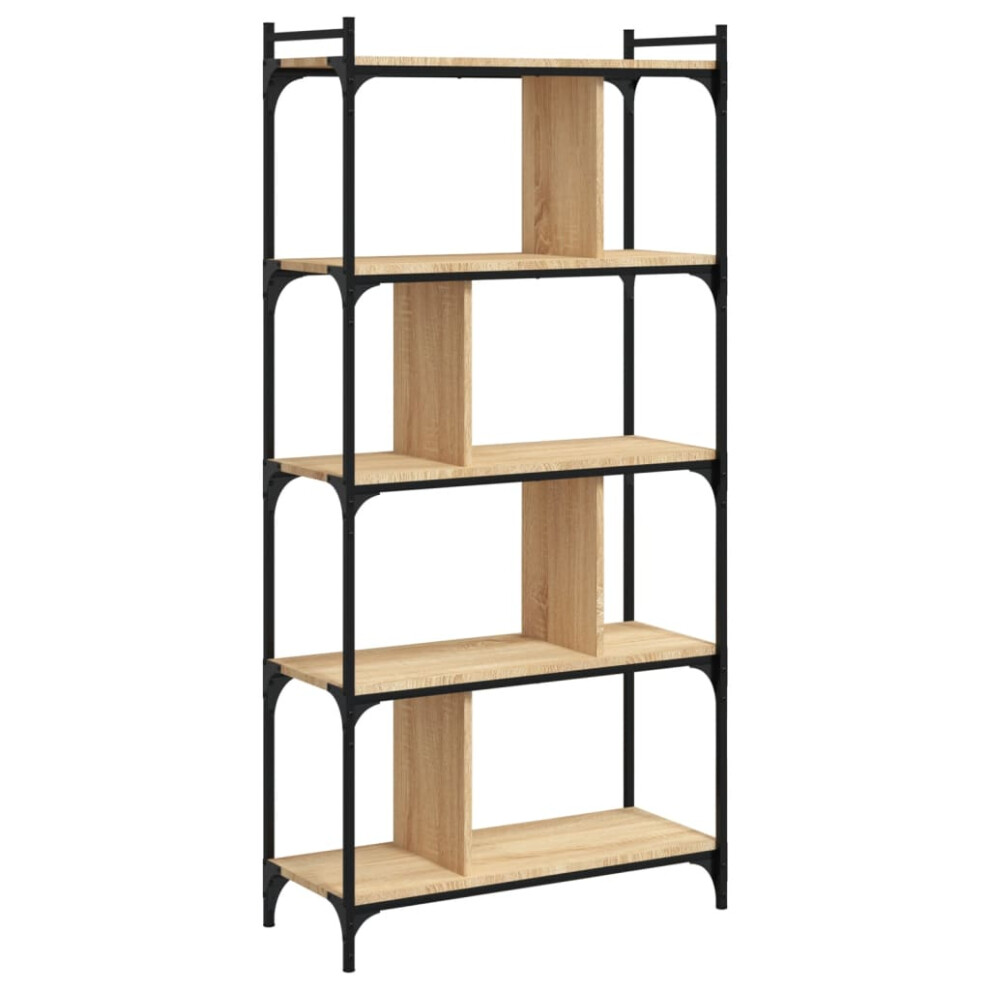 vidaXL Bookcase Book Shelf Storage Rack 5-Tier Sonoma Oak Engineered Wood