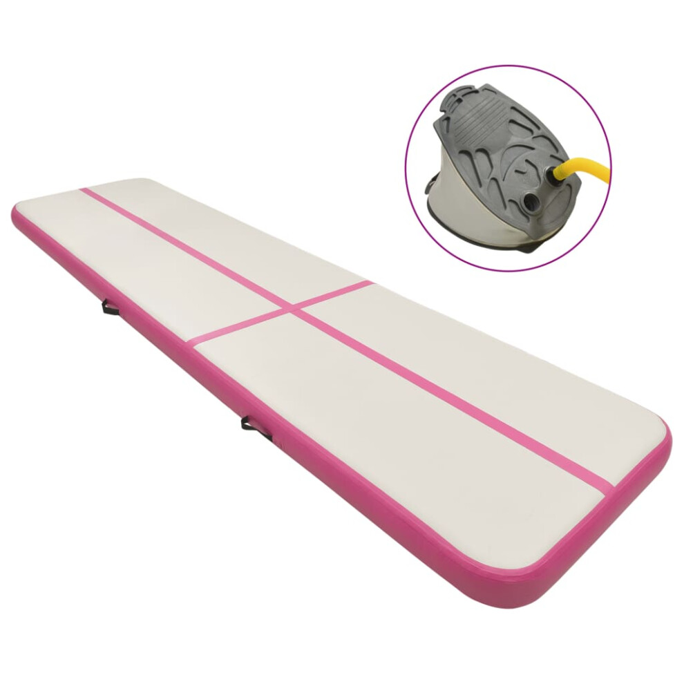 Vidaxl Inflatable Gymnastics Mat With Pump 800X100x15 Cm Pvc Pink Exercise