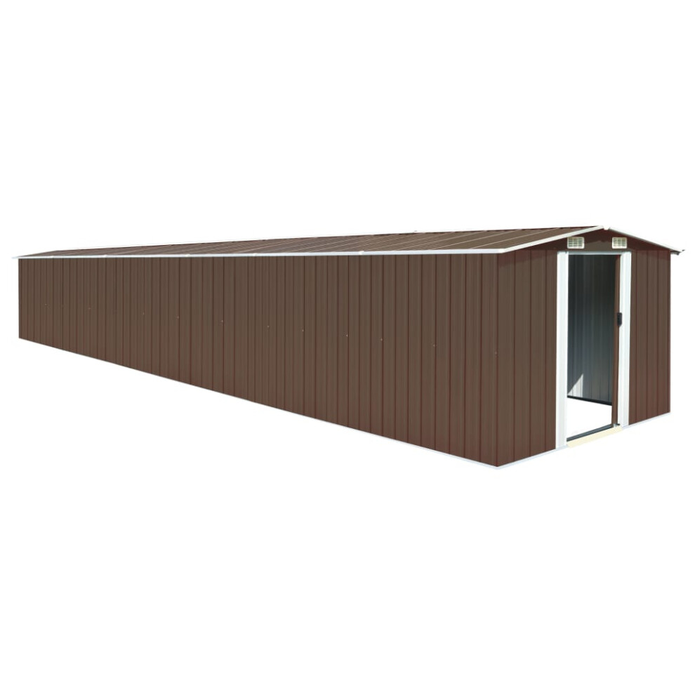 vidaXL Garden Shed Brown 257x779x181 cm Galvanised Steel Outdoor Storage House