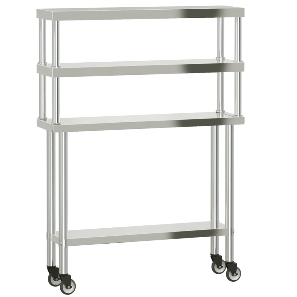 Vidaxl Kitchen Work Table With Overshelf Prep Catering Table Stainless Steel