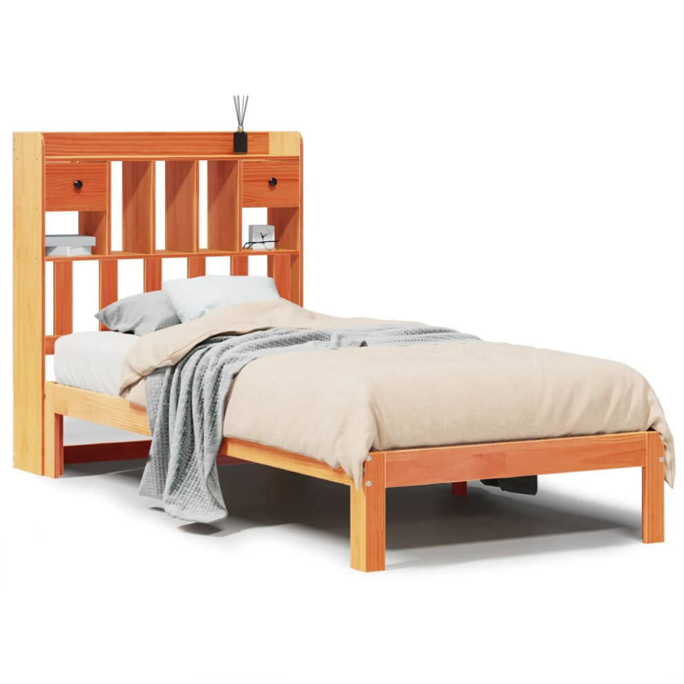 Vidaxl Bookcase Bed Without Mattress Bed Wax Brown 75X190cm Solid Wood Pine