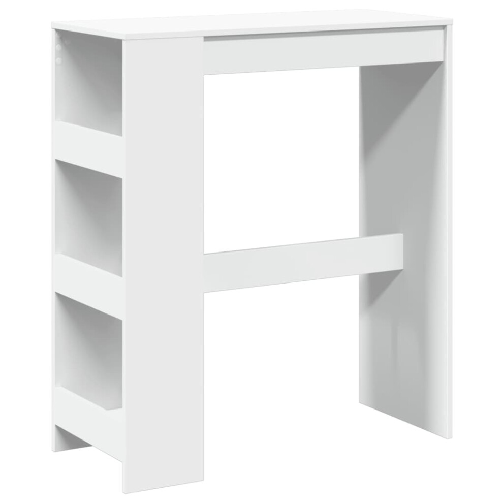 Vidaxl Bar Table With Racks Counter Table Bistro Table White Engineered Wood