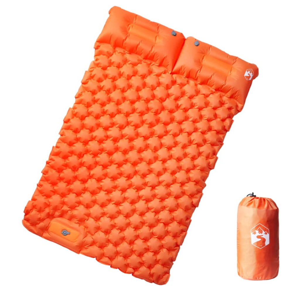 vidaXL Self Inflating Camping Mattress & Pillows 2-Person Sleeping Mat Orange