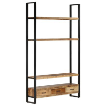 vidaXL Bookshelf Wooden Storage Cabinet Home Furniture Solid Rough Mango Wood