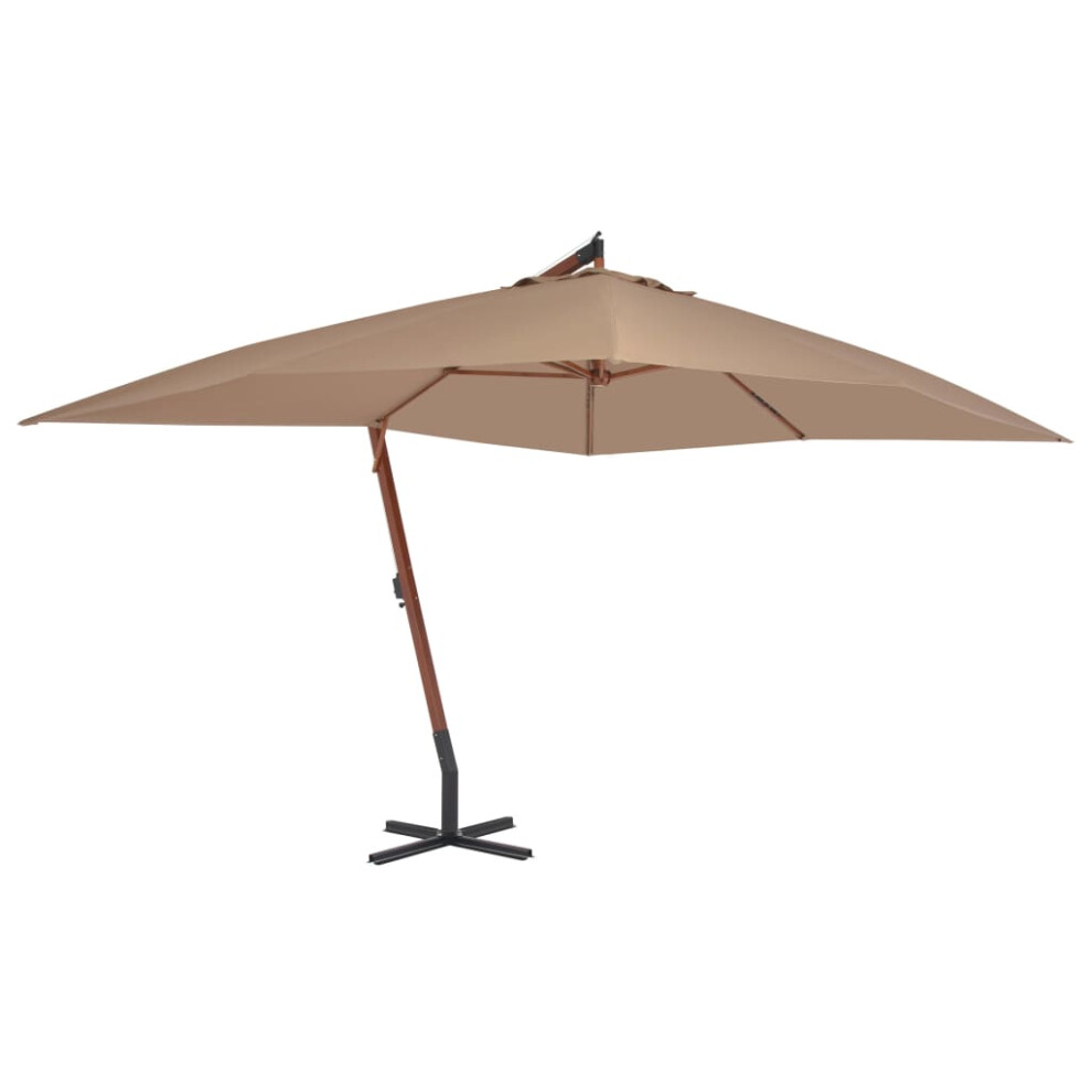 Vidaxl Cantilever Garden Parasol With Wooden Pole Shade Outdoor Umbrella Taupe