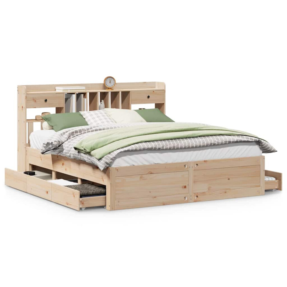 vidaXL Bookcase Bed without Mattress Home Bed Base 200x200 cm Solid Wood Pine