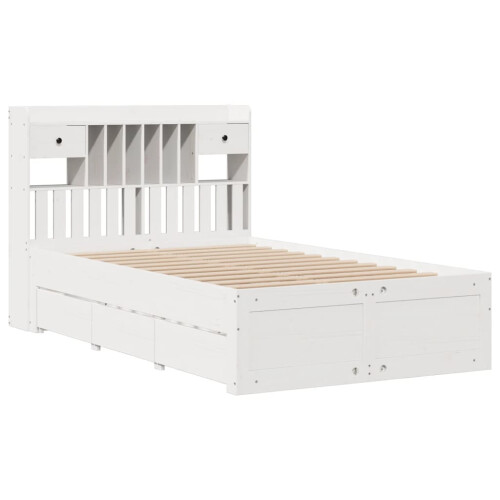 VidaXL vidaXL Bookcase Bed without Mattress White 135x190 cm Double Solid Wood Pine 2