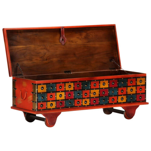 VidaXL vidaXL Solid Acacia Wood Storage Box Ample Space Red 110cm Storage Chest Home 1