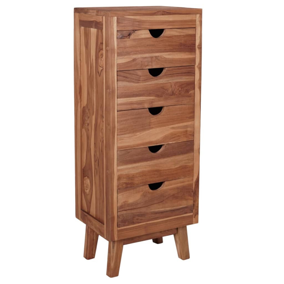 vidaXL Solid Teak Wood Sideboard with 5 Drawers Home Side Storage Cabinet