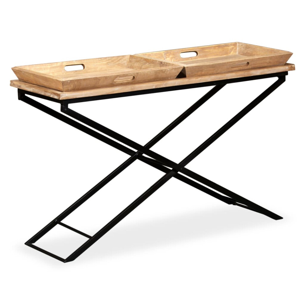 Vidaxl Solid Mango Wood Console Table 130X40x80cm With 2 Trays Side Hall Desk
