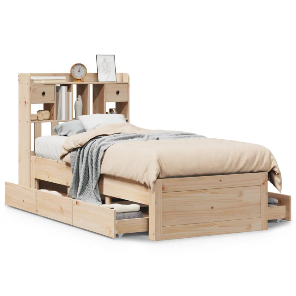 Vidaxl Bookcase Bed Without Mattress Home Bed Base 90X200 Cm Solid Wood Pine