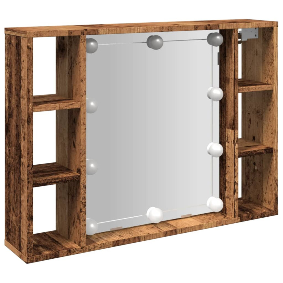 vidaXL Mirror Cabinet with LED Wall Cosmetic Mirror Old Wood Engineered Wood