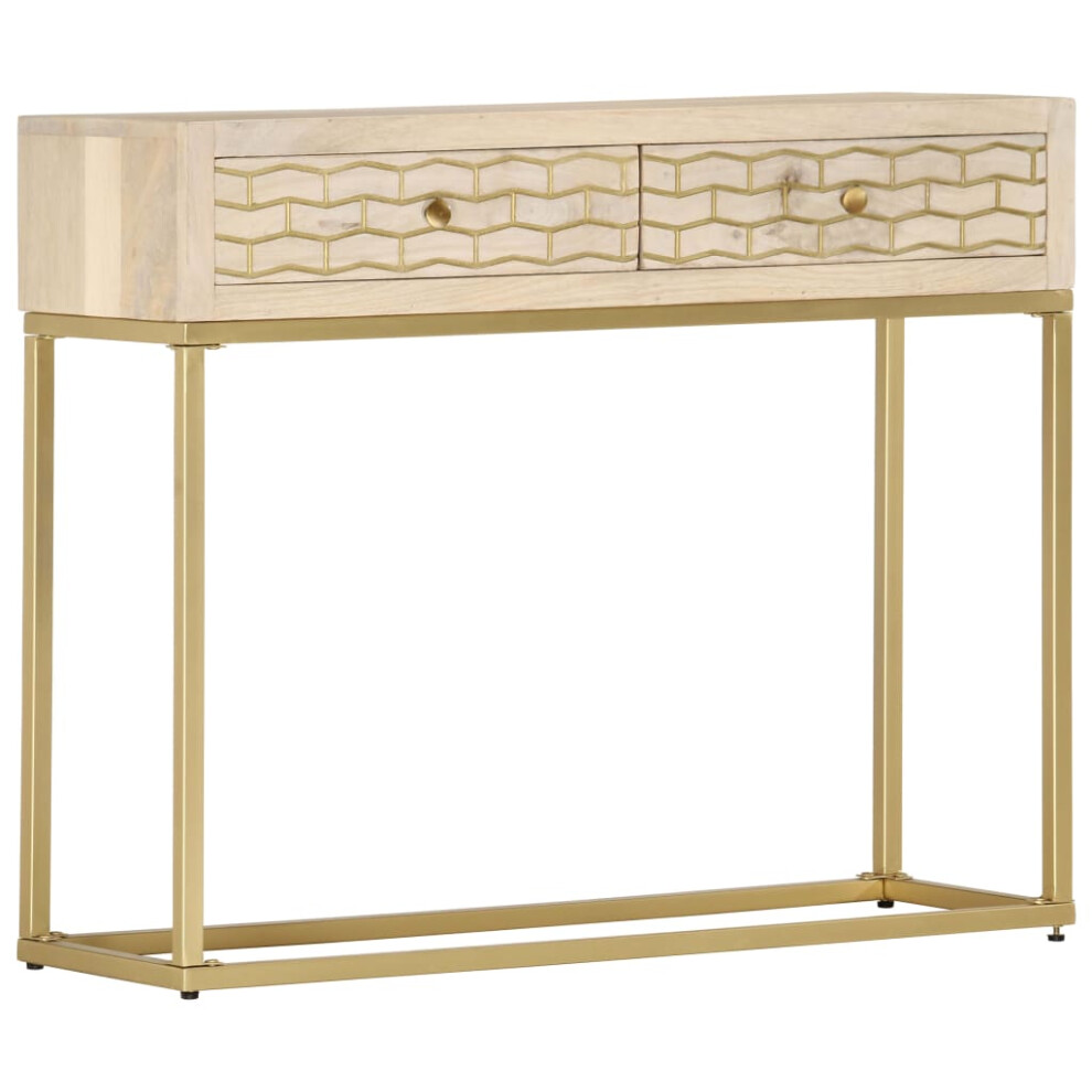 Vidaxl Solid Mango Wood Console Table 90Cm Entryway Accent Display Stand Gold