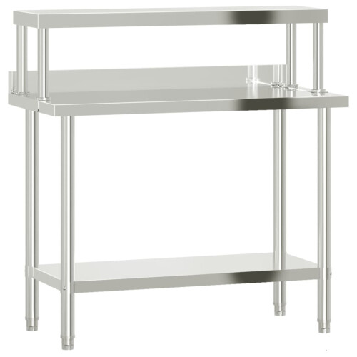 VidaXL vidaXL Kitchen Work Table with Overshelf Prep Catering Table Stainless Steel
