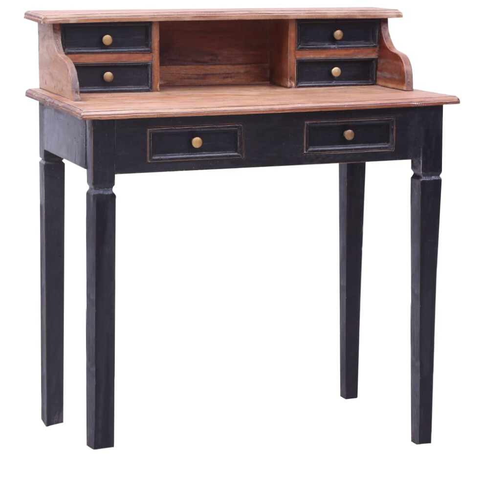 Vidaxl Writing Desk With Drawers Writing Table Study Desk Solid Mahogany Wood Brown