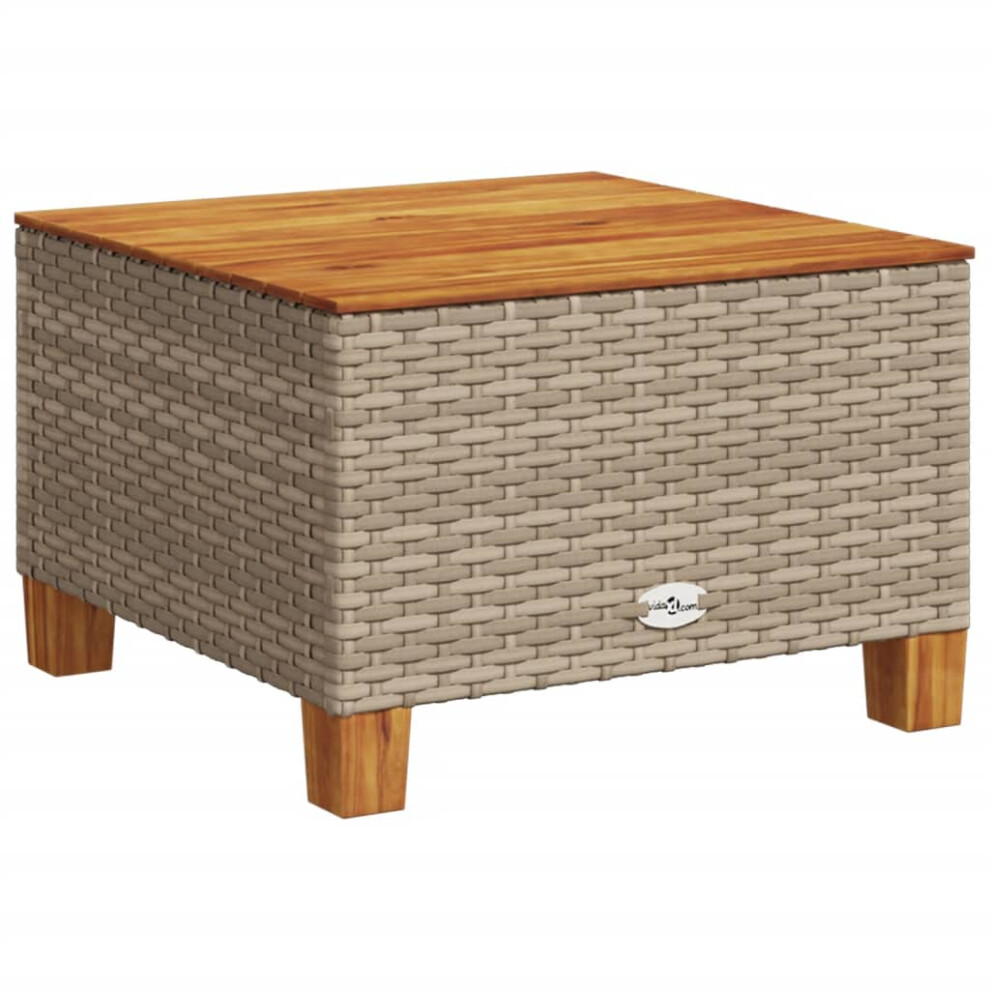 New Vidaxl Garden Table Outdoor Table Dining Table Beige Poly Rattan Acacia Wood Cream