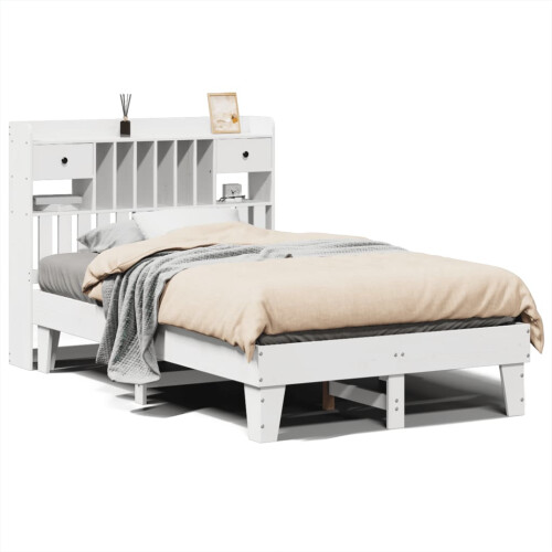 VidaXL vidaXL Bed Frame without Mattress Bed Base White 135x190 cm Solid Wood Pine