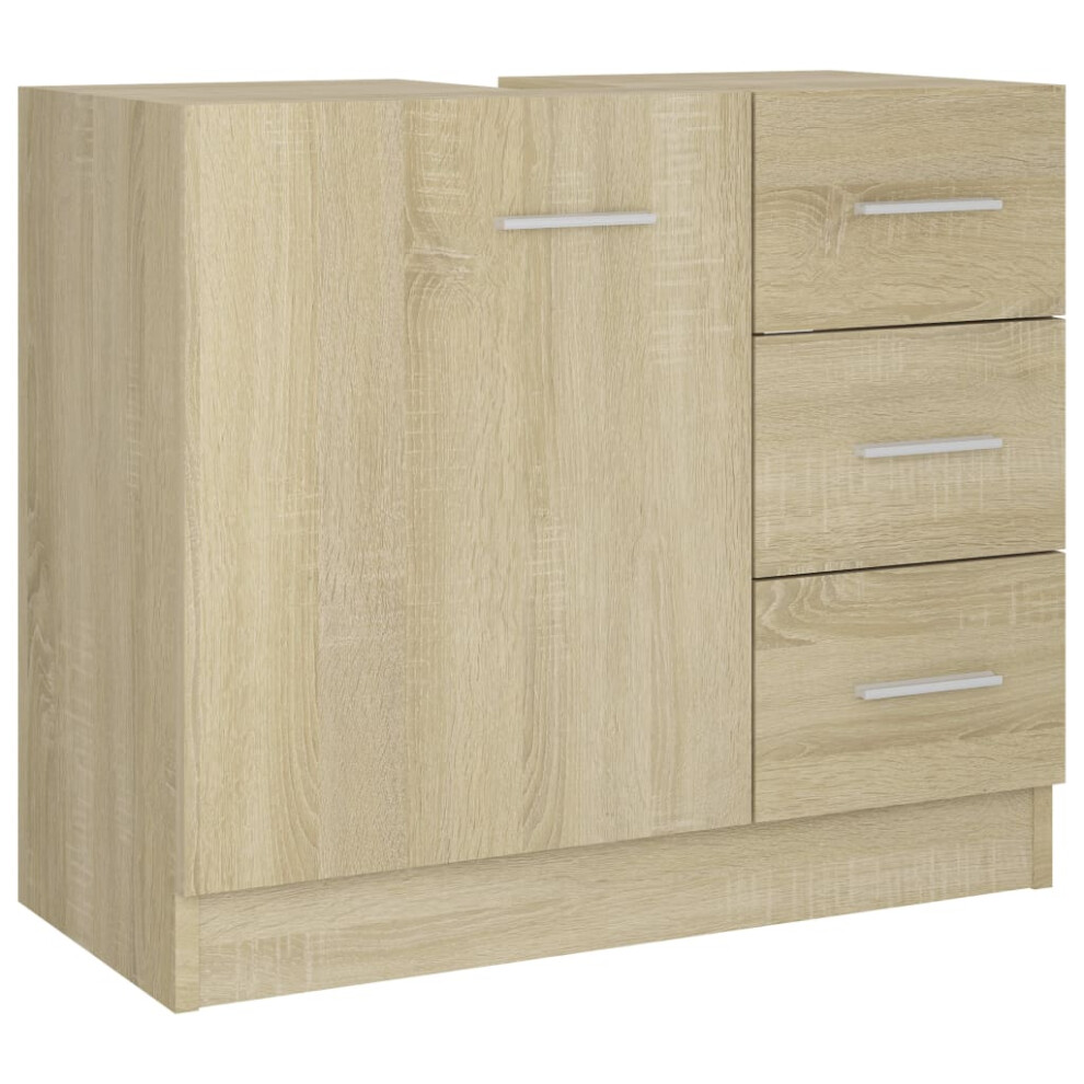 vidaXL Sink Cabinet Sonoma Oak Engineered Wood Home Cupboard Storage Organiser