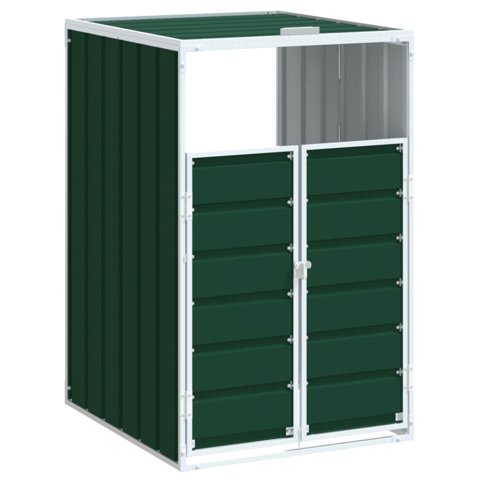 vidaXL Wheelie Bin Storage for Single Bin Garden Store Trash Cover Green Steel