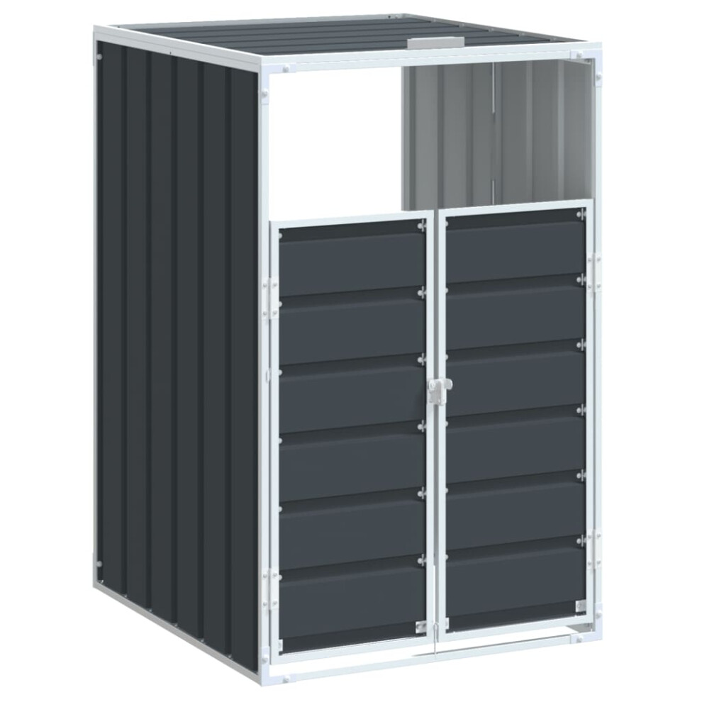 VIDAXL Wheelie Bin Storage Shed for Single Bin, Anthracite Powder-Coated Steel, 72x81x115 cm - Image 2