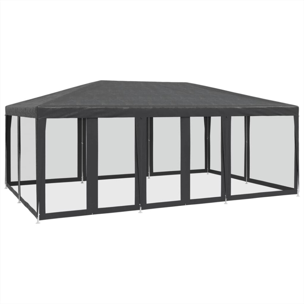 vidaXL Party Tent with 10 Mesh Sidewalls Party Gazebo Canopy Anthracite HDPE