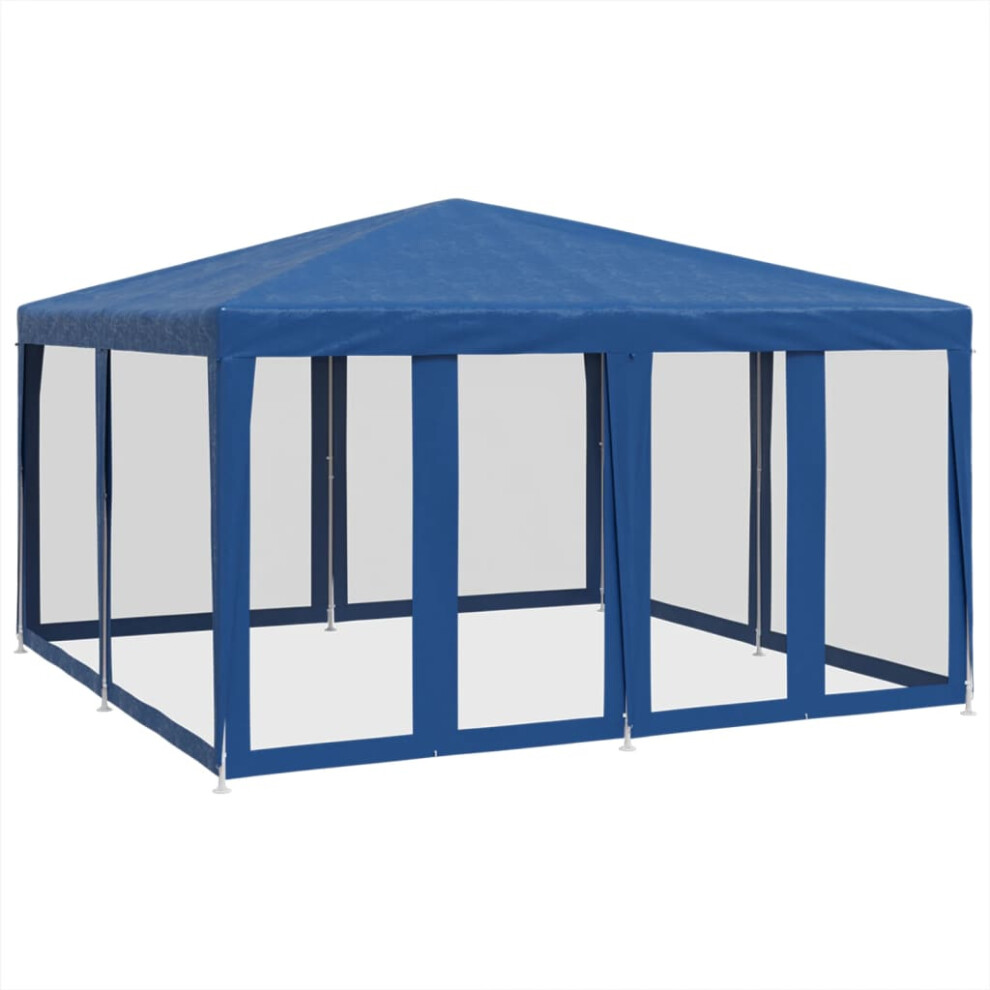 vidaXL Party Tent with 8 Mesh Sidewalls Party Gazebo Canopy Marquee Blue HDPE