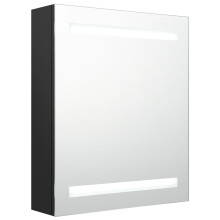 vidaXL LED Bathroom Mirror Cabinet Black Wall Cabinet Washroom Storage Unit