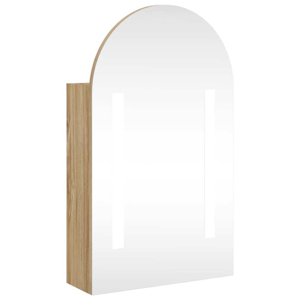 vidaXL Bathroom Mirror Cabinet LED Wall Cabinet with LED Light Arched Oak