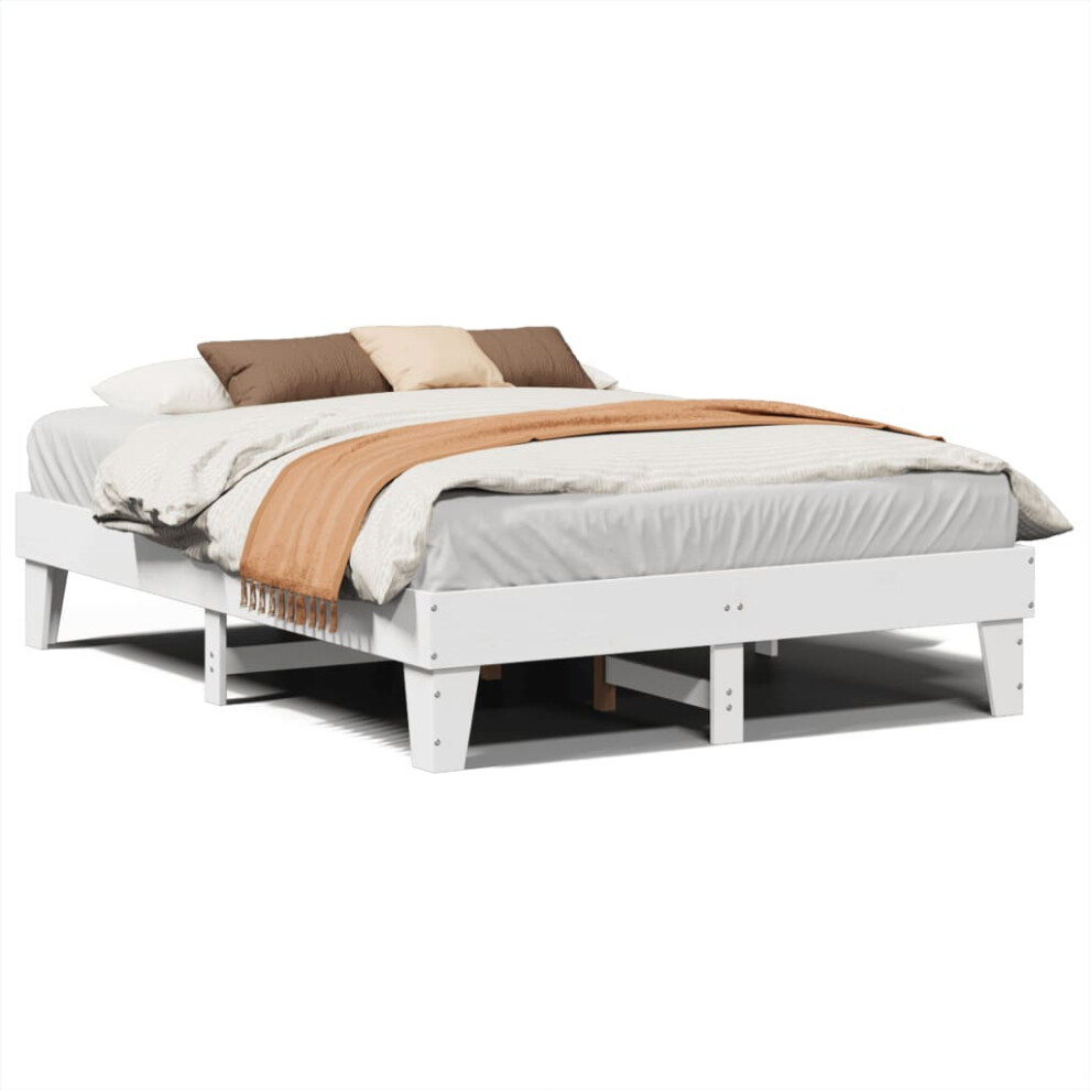Vidaxl Bed Frame Without Mattress Bed Base White 140X190 Cm Solid Wood Pine