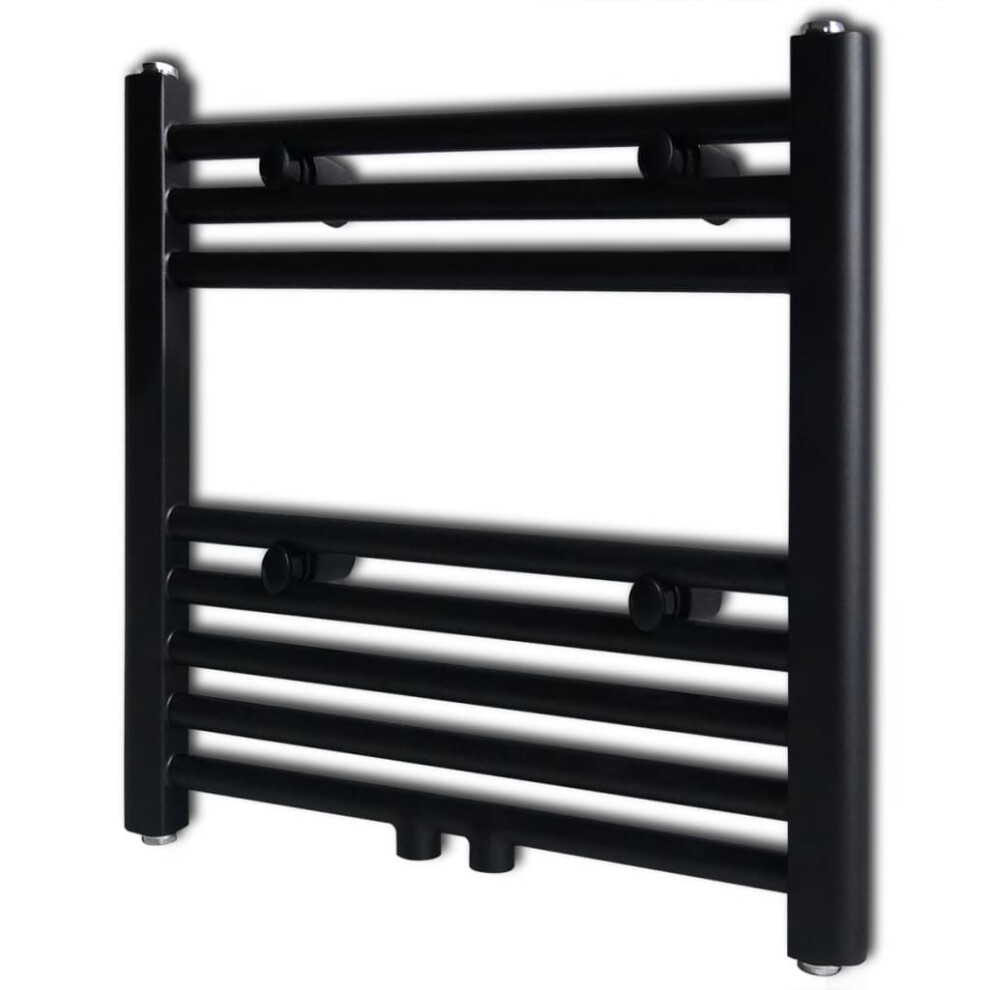 Straight Steel Towel Rail Central Heating Bathroom Radiator Black 480 x 480 mm