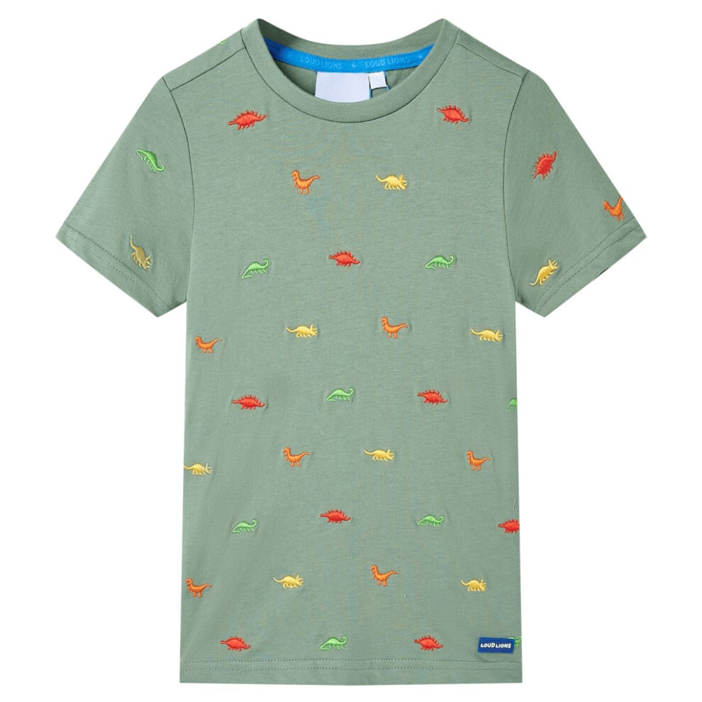 Vidaxl Kids' T-Shirt With Short Sleeves Tee Children T Shirt Toddler Top Khaki 128