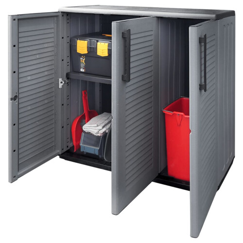VidaXL vidaXL Gartenschrank Grau und Schwarz 102x37x84 cm PP 2