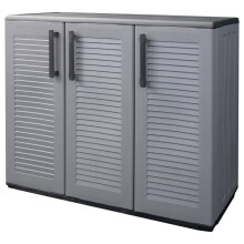 vidaXL Garden Storage Cabinet Grey and Black PP Patio Cupboard Storage Locker