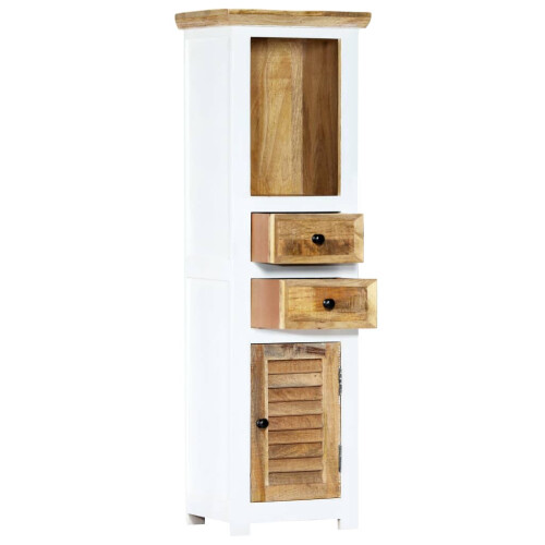 VidaXL vidaXL Solid Rough Mango Wood Highboard White and Brown Wooden Side Cabinet 2