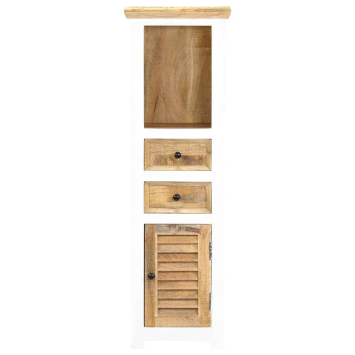 VidaXL vidaXL Solid Rough Mango Wood Highboard White and Brown Wooden Side Cabinet 1
