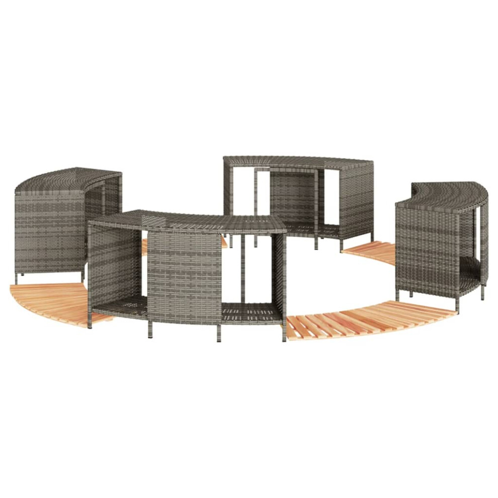 New Vidaxl Hot Tub Surround Spa Surround Poly Rattan And Solid Wood Acacia Grey
