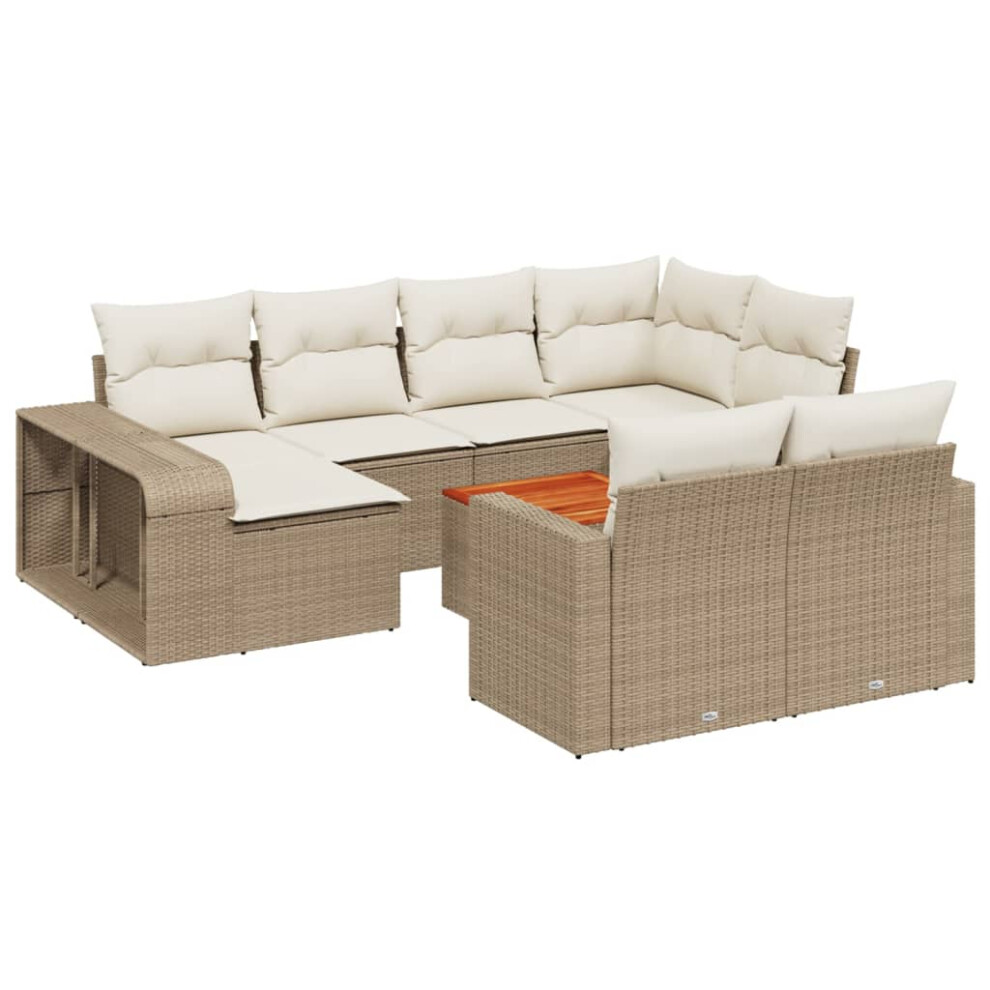 vidaXL Garden Sofa Set 11 Piece with Cushions Outdoor Sofa Beige Poly Rattan