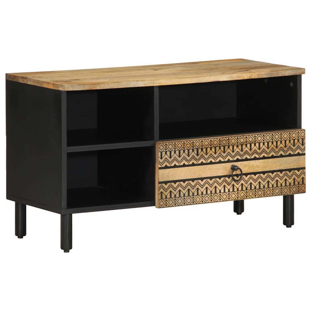 vidaXL TV Cabinet TV Stand TV Unit Media Cabinet Black Solid Rough Wood Mango